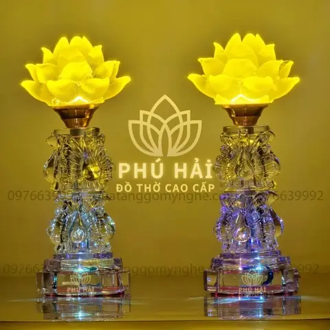 Đèn Thờ Hoa Sen Đổi Màu 5 Bông