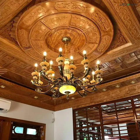 Đèn Trang Trí Phòng Khách Trần Gỗ