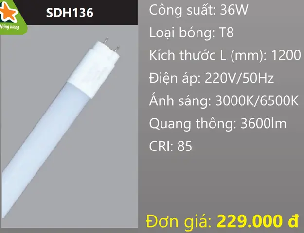 Đèn Tuýp Led 1m2 36w