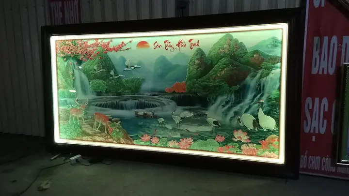 Đóng Khung Tranh Đính Đá Có Đèn Led
