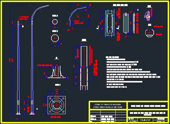 Download Bản Vẽ Cad Cột Đèn Chiếu Sáng