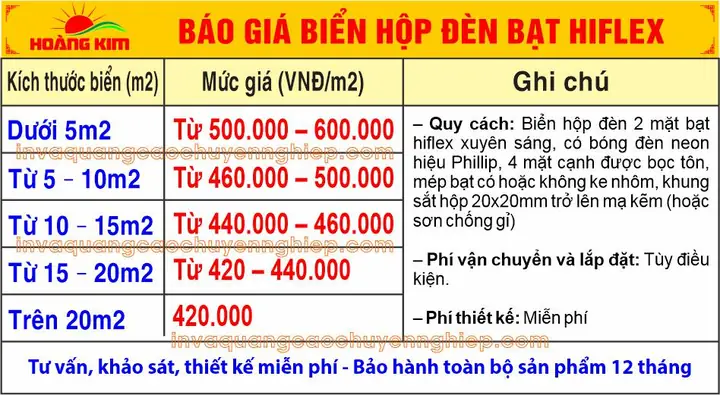 Giá Hộp Đèn Bạt Hiflex