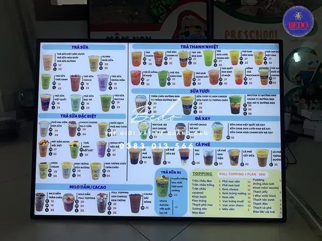 Hộp Đèn Menu Trà Sữa