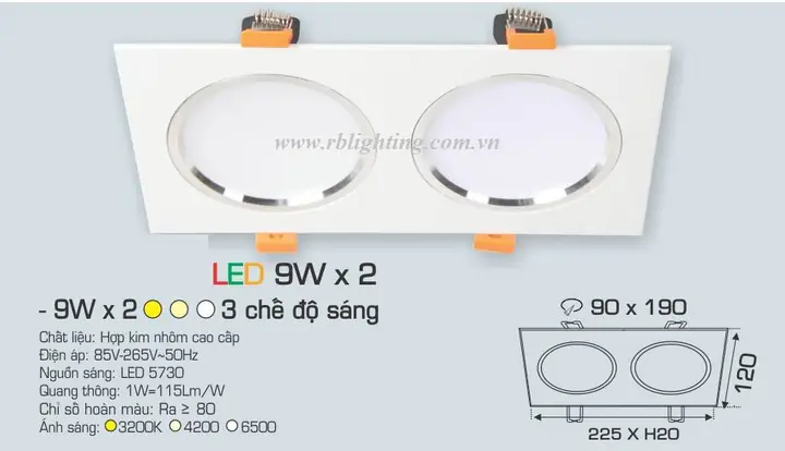 Kích Thước Đèn Led Đôi Âm Trần