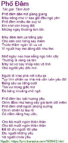 Lời Bài Hát Phố Đêm Đèn Mờ Giăng Giăng