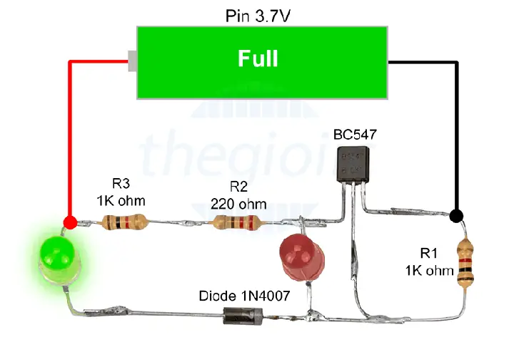 Mạch Báo Pin Đầy Bằng Đèn Led