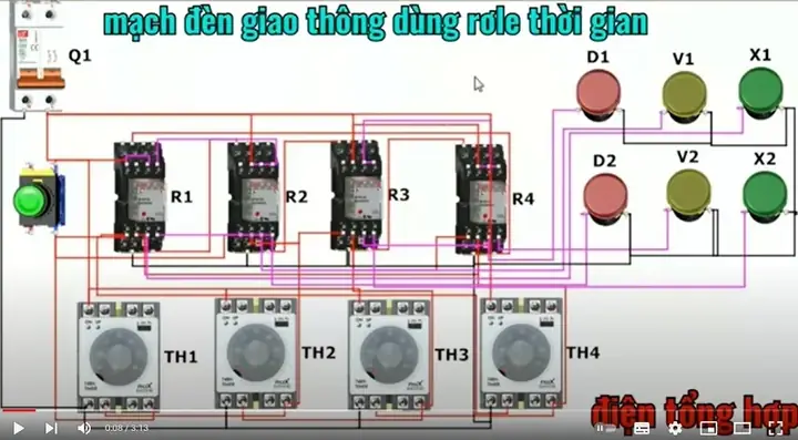 Mạch Đèn Giao Thông Dùng Rơ Le Thời Gian