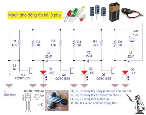 Mạch Đèn Nháy Đuổi Dùng Transistor