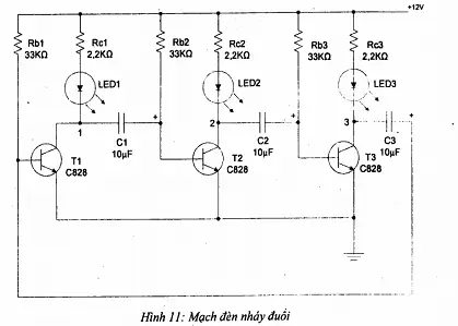 Mạch Đèn Nháy Đuổi Dùng Transistor