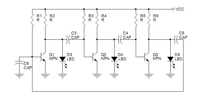 Mạch Đèn Nháy Đuổi Dùng Transistor
