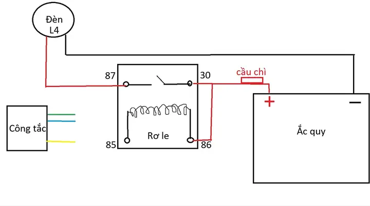 Mạch Rơ Le Đèn Trợ Sáng