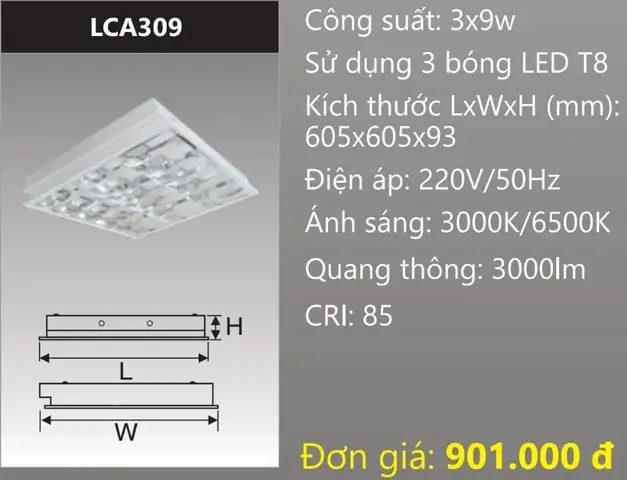 Máng Đèn Âm Trần 600x600