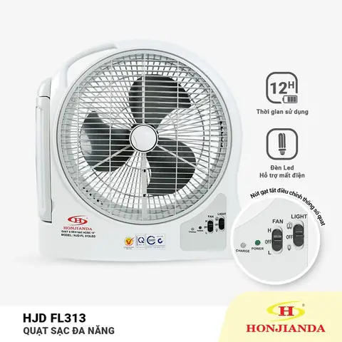 Quạt Sạc Tích Điện Có Đèn