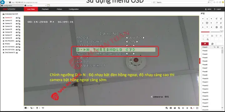 Tắt Đèn Hồng Ngoại Camera Hikvision