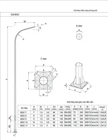 Trọng Lượng Cột Đèn Chiếu Sáng