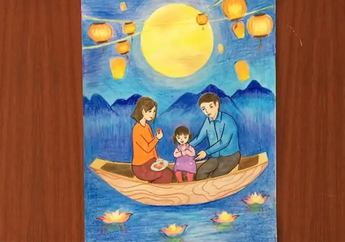 Vẽ Tranh Đề Tài Lễ Hội Thả Đèn Hoa Đăng