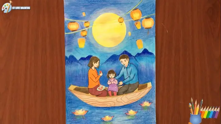 Vẽ Tranh Đề Tài Lễ Hội Thả Đèn Trời